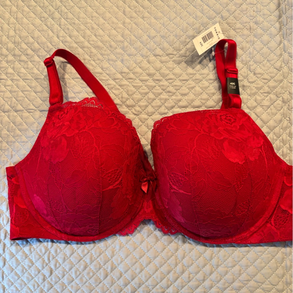 Torrid Elegant Red push-up Lace Bra